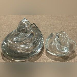 Vintage Set Glass Duck Lidded Cigarette Holder and Duck Ashtray Duncan Miller